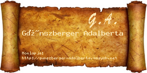 Günszberger Adalberta névjegykártya